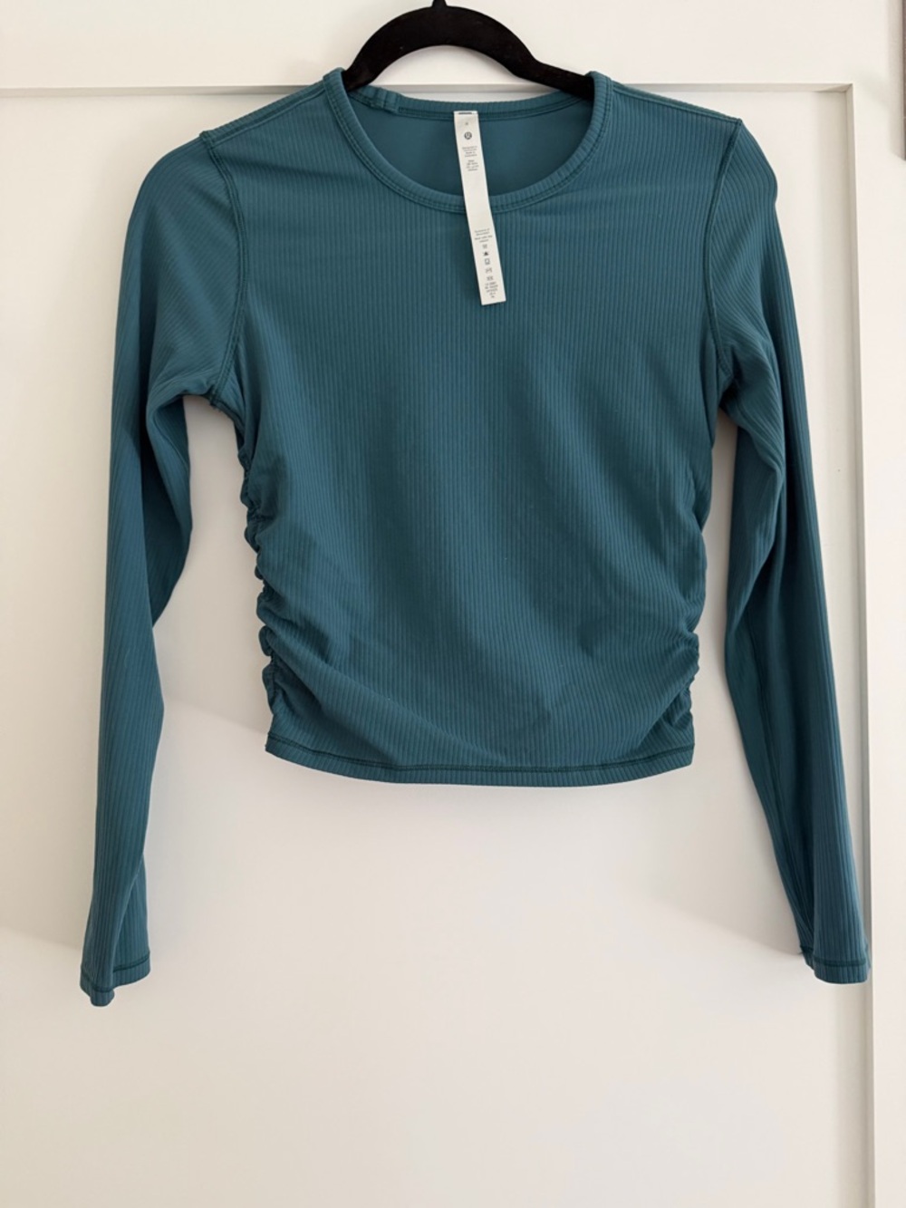 lululemon athletica Ribbed Long Sleeve with Side Ruching - Teal Blue